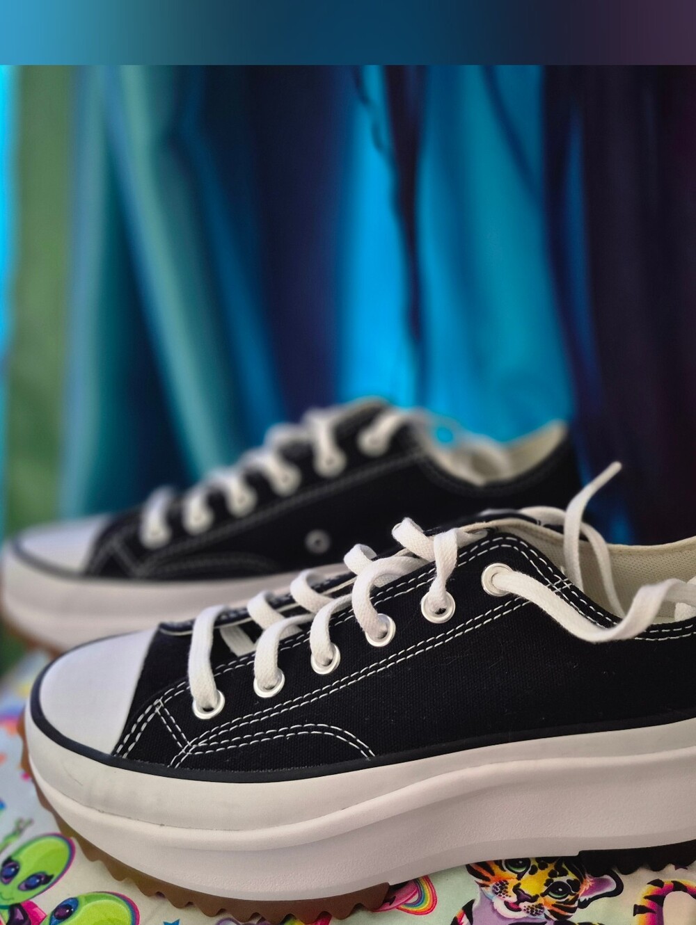 Converse Run Star Hike Black Platform Canvas Low Top Sneakers - Picture 4 of 10